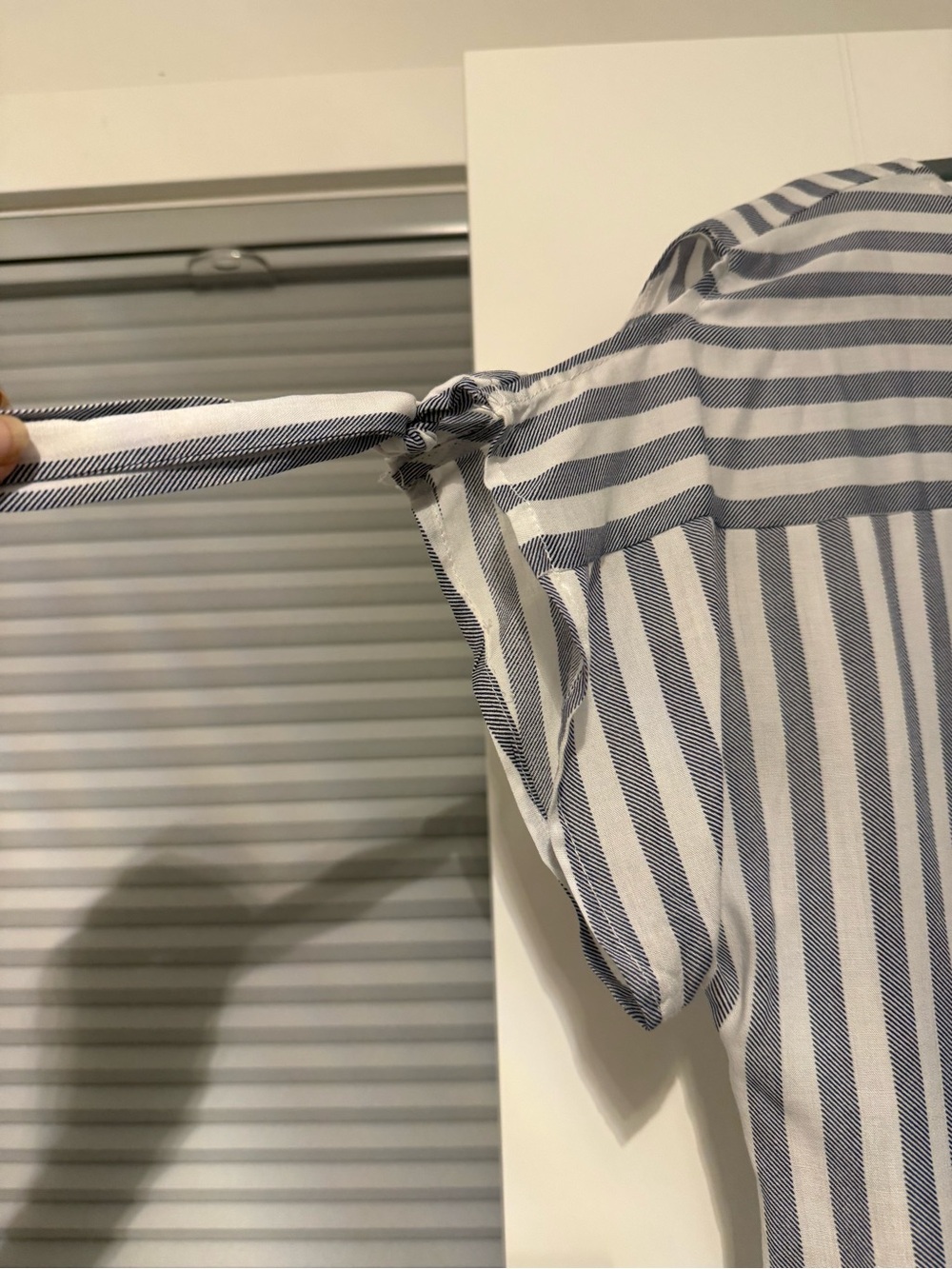 She + Sky Blue and White Striped Short Sleeve Button-Down